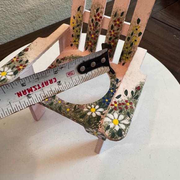 hand-painted wooden Adirondack chair decorative plant stand - Picture 3 of 6